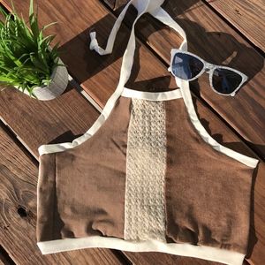 Dava Threads Brown Hemp Crop Tank Top